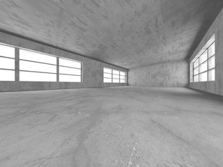 Dark concrete empty room. Modern architecture design
