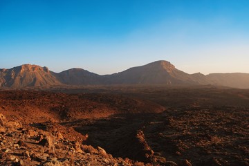 View of volcano teide desert rocky plain landscape