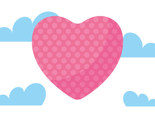 Love heart and clouds vector design