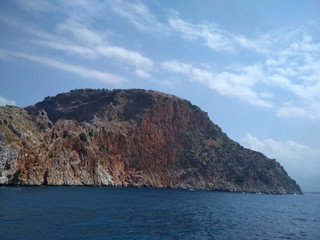Naklejka premium summer, beach, sea, boat, mountains, fortress, ship in Turkey