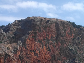 summer, beach, sea, boat, mountains, fortress, ship in Turkey