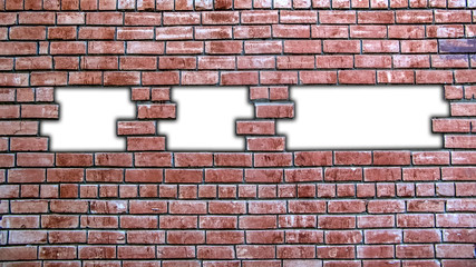 Destroyed brick wall with copyspace for your text