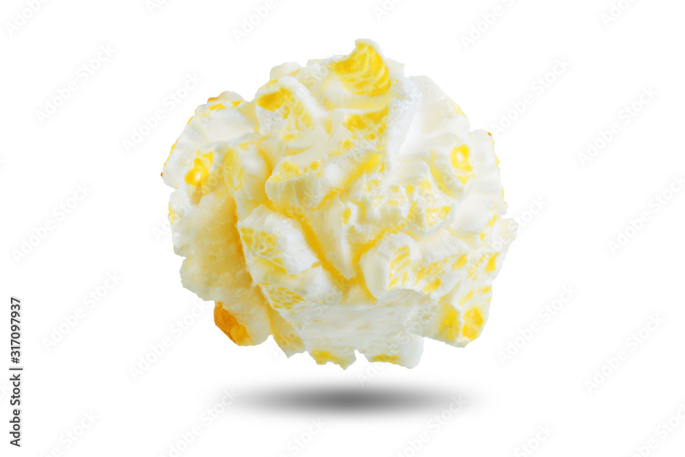 Wall mural Salt popcorn on a white isolated background