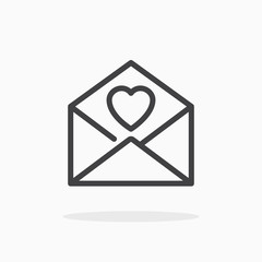 Love letter icon in line style. Editable stroke.