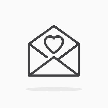 Love Letter Icon In Line Style. Editable Stroke.