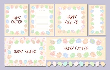 Happy Easter collection with paschal eggs. Social media, stories posters. Banner