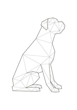 Low poly illustrations of dogs. Boxer sitting.