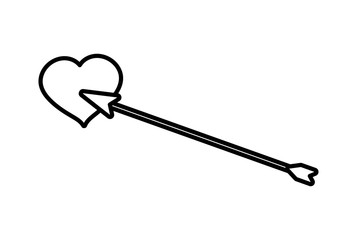 happy valentines day, arrow and heart love feeling cartoon thick line