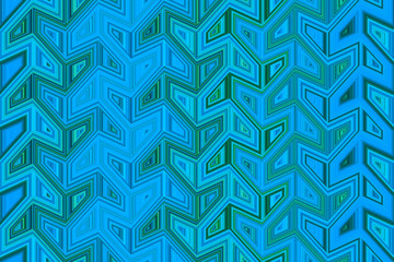 Abstract blue and green geometric zigzag tribal pattern