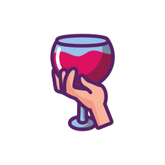 Isolated hand with wine cup vector design