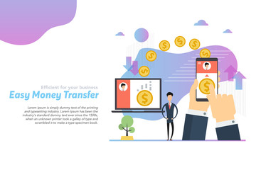 Web header template of easy money transfer in flat
