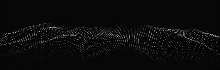 Fototapety  Abstract digital wave of particles. Futuristic point wave. Technology background vector. Vector illustration