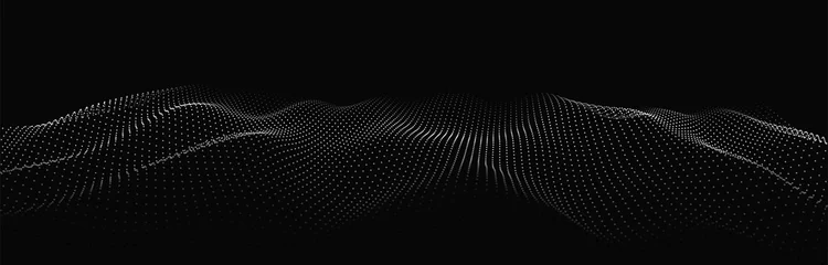 Fototapete Schwarz Abstrakte digitale Welle von Partikeln. Futuristische Punktwelle. Technologie-Hintergrund-Vektor. Vektor-Illustration  © Olga