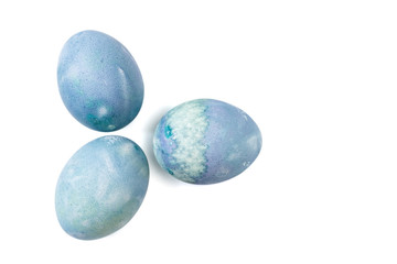Aquamarine easter eggs on white background