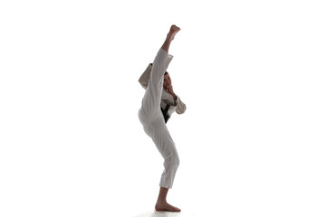 Karate fighters isolated on white.