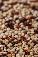 mix of quinoa grains on white acrylic background