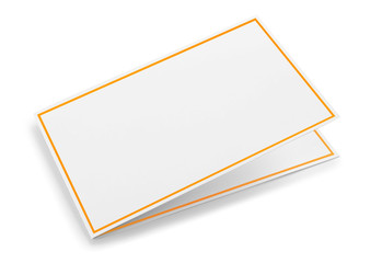Blank Isolated Greeting or Thank you Card with Golden Frame over white