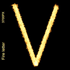 Fire letter, letter of alphabet, letter v
