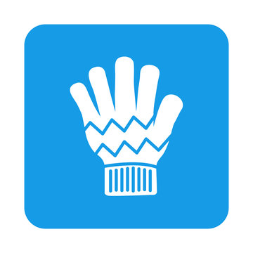 recommend clip art: Icono plano guante de lana en cuadrado color azul