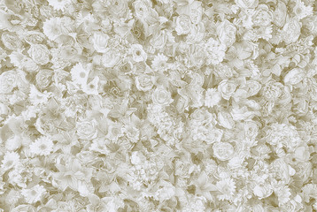 Wall of flowers in a flower shop