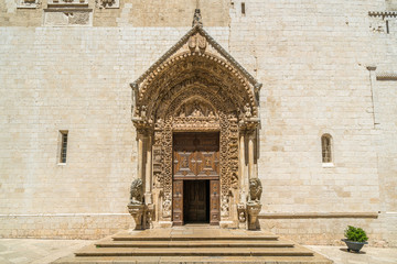 Entrance to the Cathedral of Santa Maria Assunta in Altamura, famous apulian town in the Province of Bari. Puglia (Apulia), Italy.