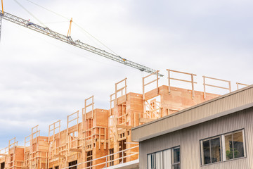 Fototapeta premium Building under construction. The site with crane.