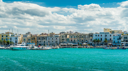 Trani waterfront on a sunny summer day. Province of Barletta Andria Trani, Apulia (Puglia), southern Italy. - obrazy, fototapety, plakaty