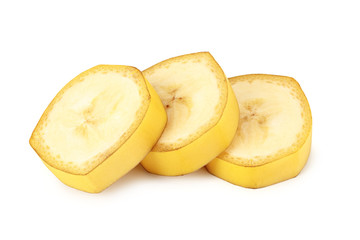 fresh sliced banana isolated on white background. Healthy food