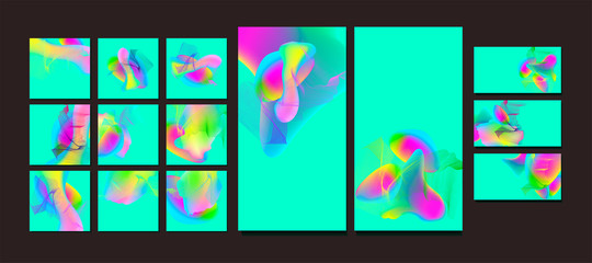 Fototapeta premium Set Light music bright colorful shapes abstract background plastic prism art new