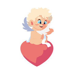 cute cupid angel on white background , valentines day