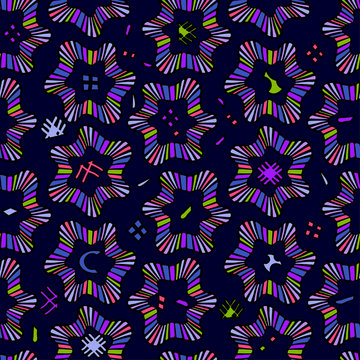 Vector seamless colorful background in memphis style, abstract pattern