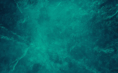 Elegant rich blue green background in old vintage texture grunge design, crackled marbled paper or wall paper with dark border grunge