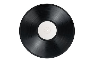 Vinyl record on white background, isolated - obrazy, fototapety, plakaty