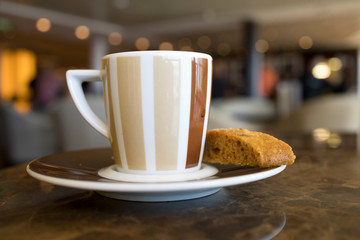 A cup of Coffee in a Cafe