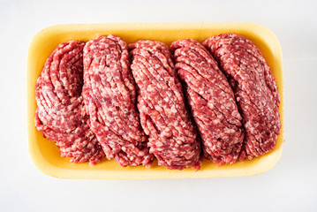 beef minced meat on the white