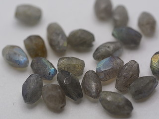 Labradorite Faceted Beads on White Background