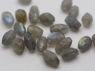 Labradorite Faceted Beads on White Background