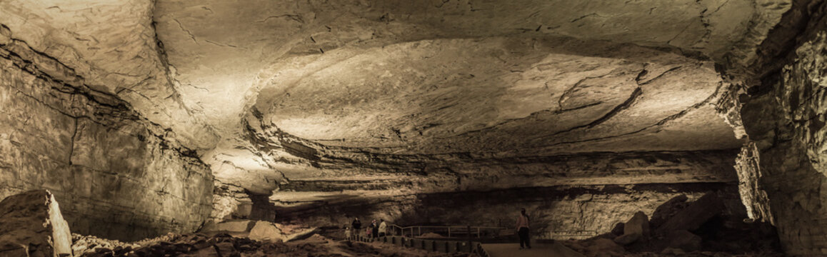 Panoramic view of the cave ceiling in Mammoth Cave National Park
