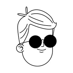 cartoon boy with sunglasses icon