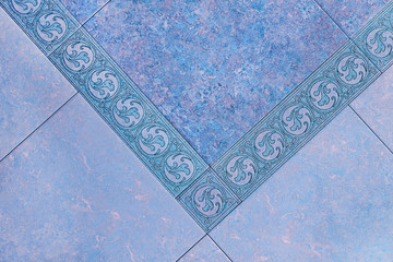 Parking floor tiles or porcelain ceramic tile, geometric pattern for floor surface, blue marble floor tiles decor.