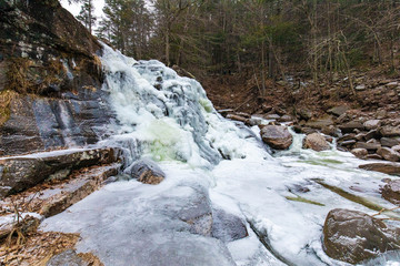 Scenic view of frozen Bastion falls at upstate New York