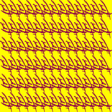 Wicker Pattern Of Red Squiggles And Ropes On A Yellow Background.