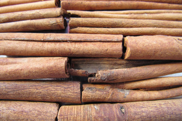 closeup cinnamon sticks texture background