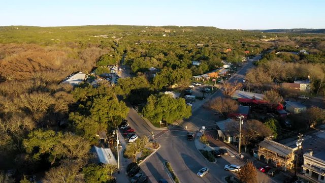 4K Texas Hill Country Small Town Texas Wine Drone View Old Kyle Road