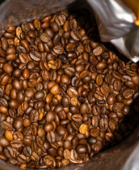 backgrond of Coffee Beans In A Bag