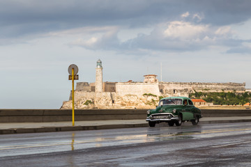 Classical car on the Malecon