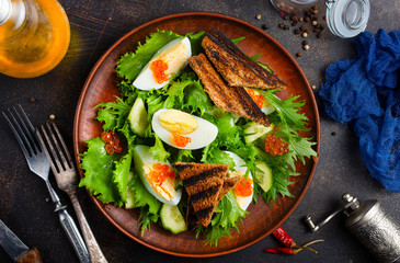 salad with salmon caviar