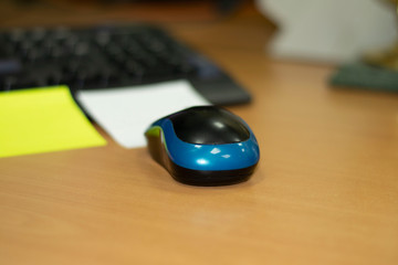 modern wireless optical mouse 2020. computer mouse  with keyboard and stickers
