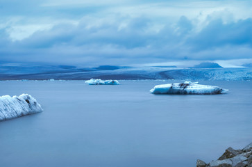 Blue hour after a autumn sunset at Jokulsarlon lagoon - Iceland