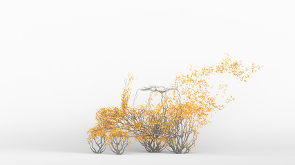Growing Tree in a shape of Tractor. Eco Concept. 3D rendering.
